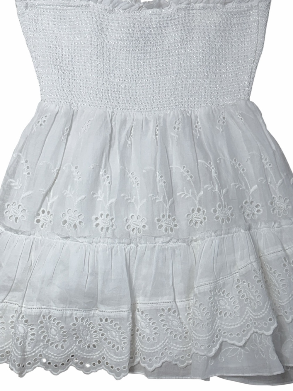 LoveShackFancy Ivory Tie Shoulder Olani Mini Dress Womans M - Picture 8 of 9